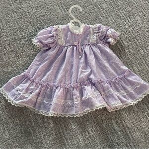 Vintage Adorable Purple Baby Dress with Lace Trim